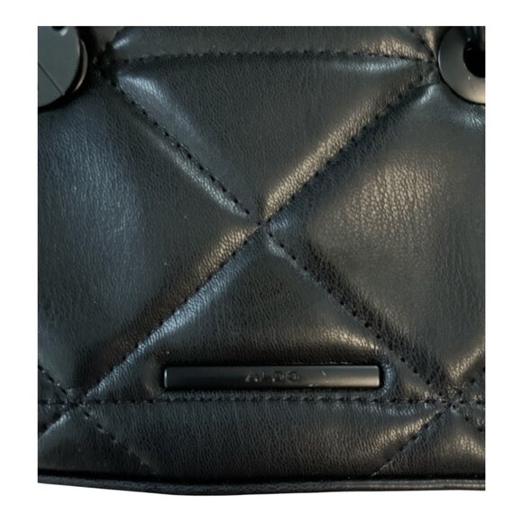 ALDO Quilted Black Faux Leather Mini Satchel – Metal Handles and Chain Strap – 2 - Picture 4 of 8
